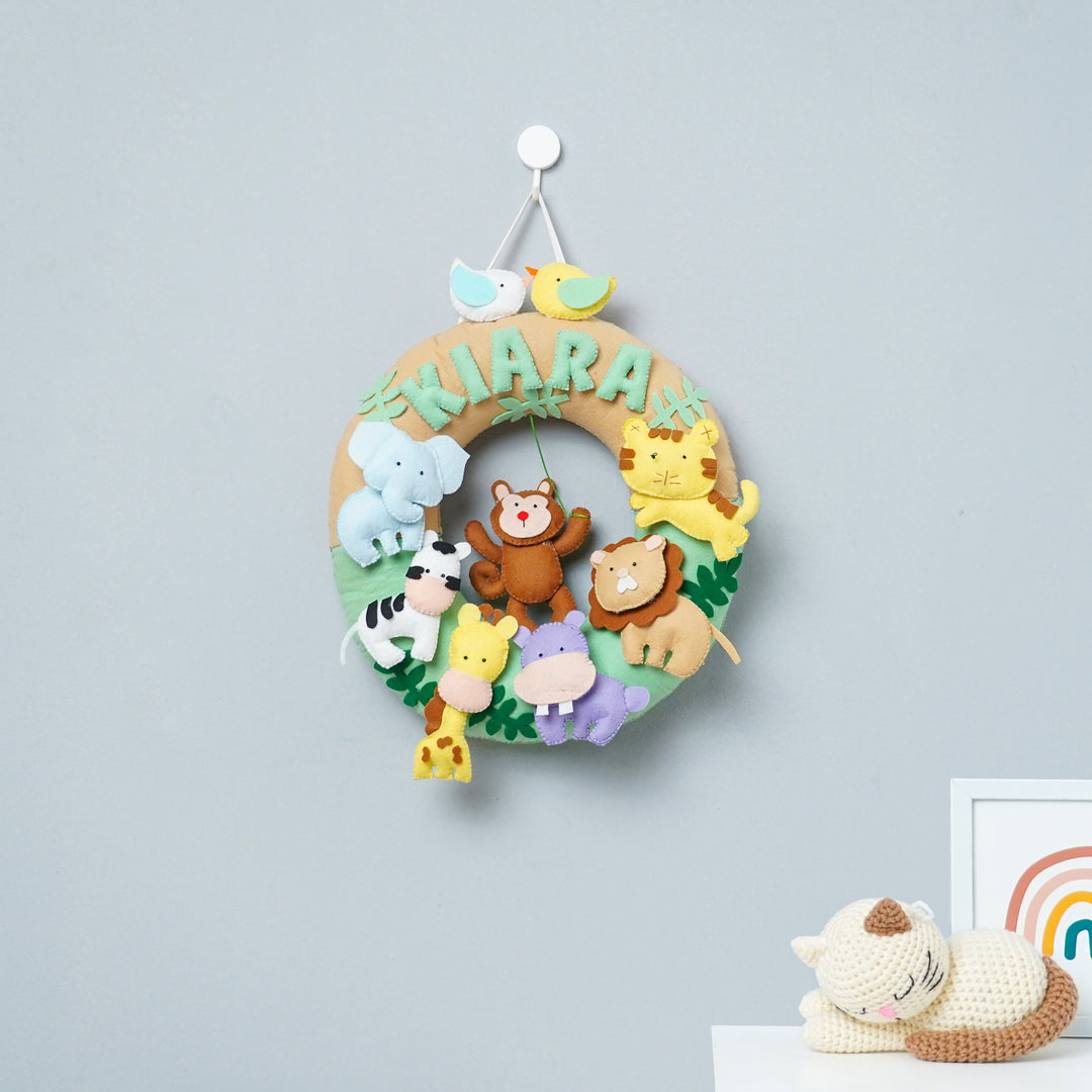 Personalized Felt Jungle Theme Kids Nameplate