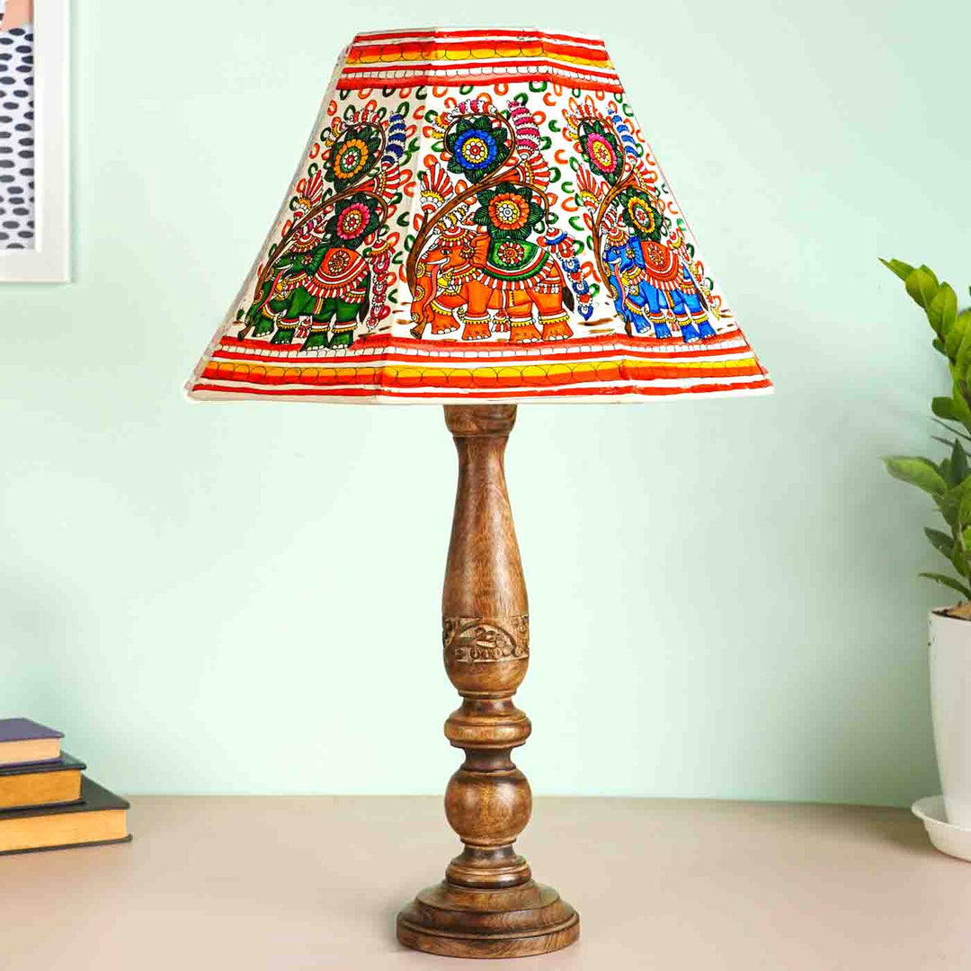 Floral Elephant Hand Painted Tholu Bommalata Lamp Shade | 10 inches