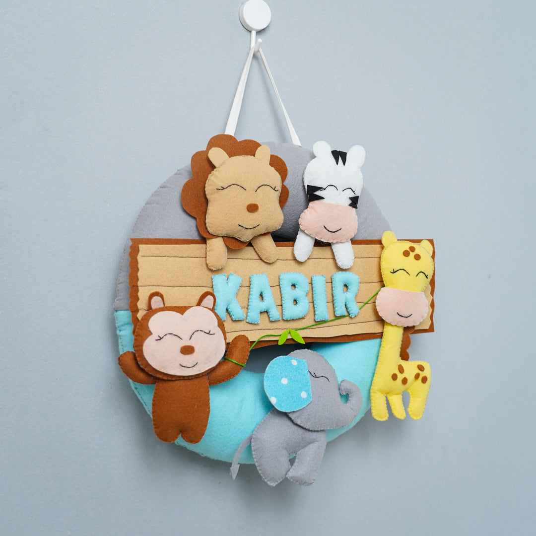 Personalized Felt Wild Animals Theme Kids Nameplate