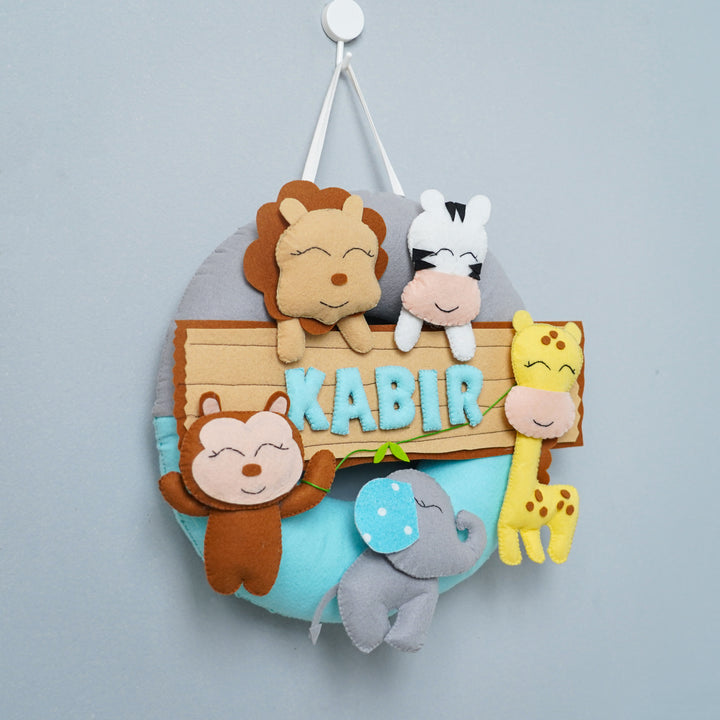 Personalized Felt Wild Animals Theme Kids Nameplate