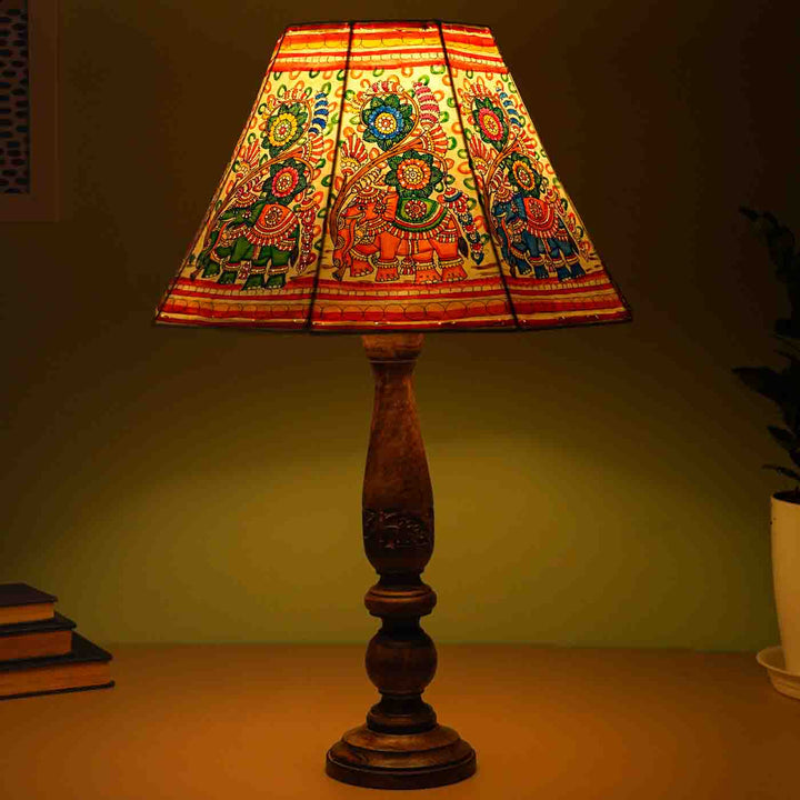 Floral Elephant Hand Painted Tholu Bommalata Lamp Shade | 10 inches