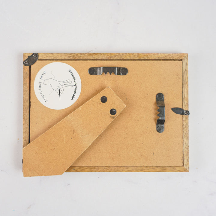 Emoji Design Hand Embroidered Photo With Wooden Frame