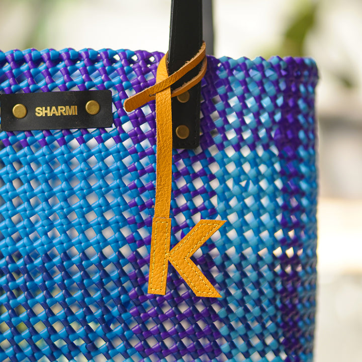 Blue Shades Checkered Handmade Wire Koodai Tote Bag