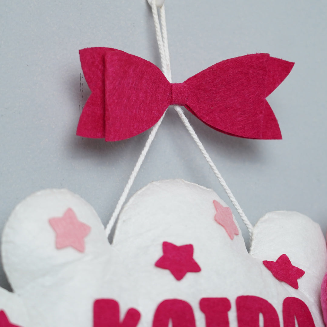 Handcrafted Personalized Teddy on Swing Felt Name Plate for Kids