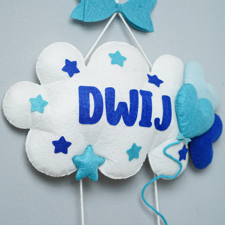 Handcrafted Personalized Teddy on Swing Felt Name Plate for Kids