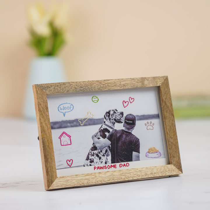 Emoji Design Hand Embroidered Photo With Wooden Frame