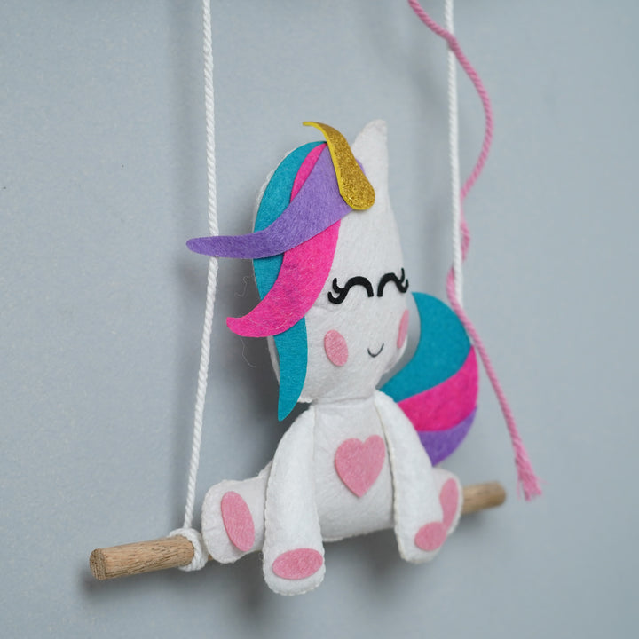 Handcrafted Personalized Unicorn on Swing Felt Name Plate for Kids