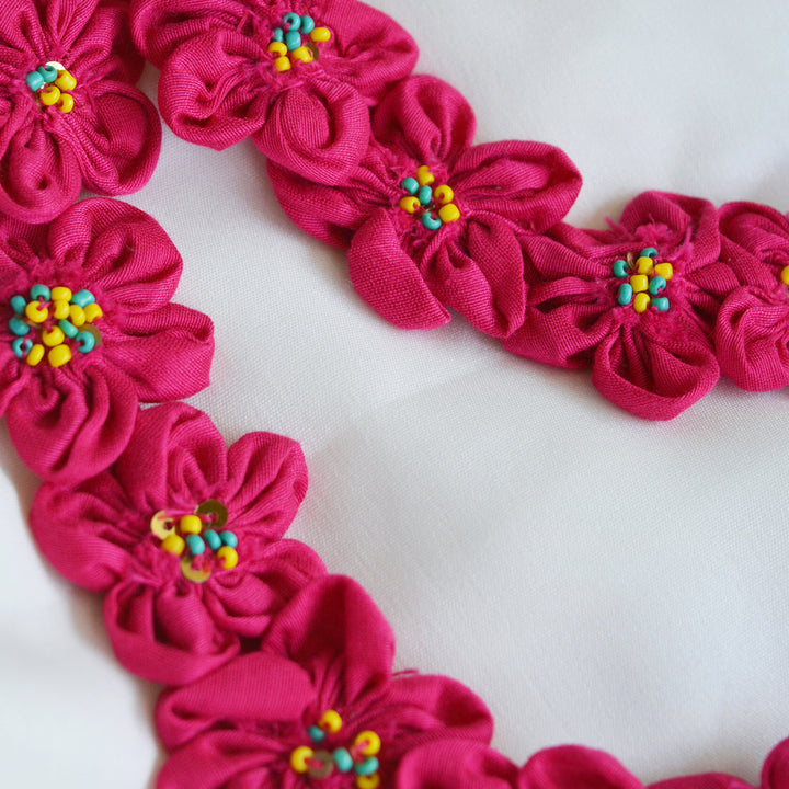 Pink Silk Cotton Hairat Neckpiece