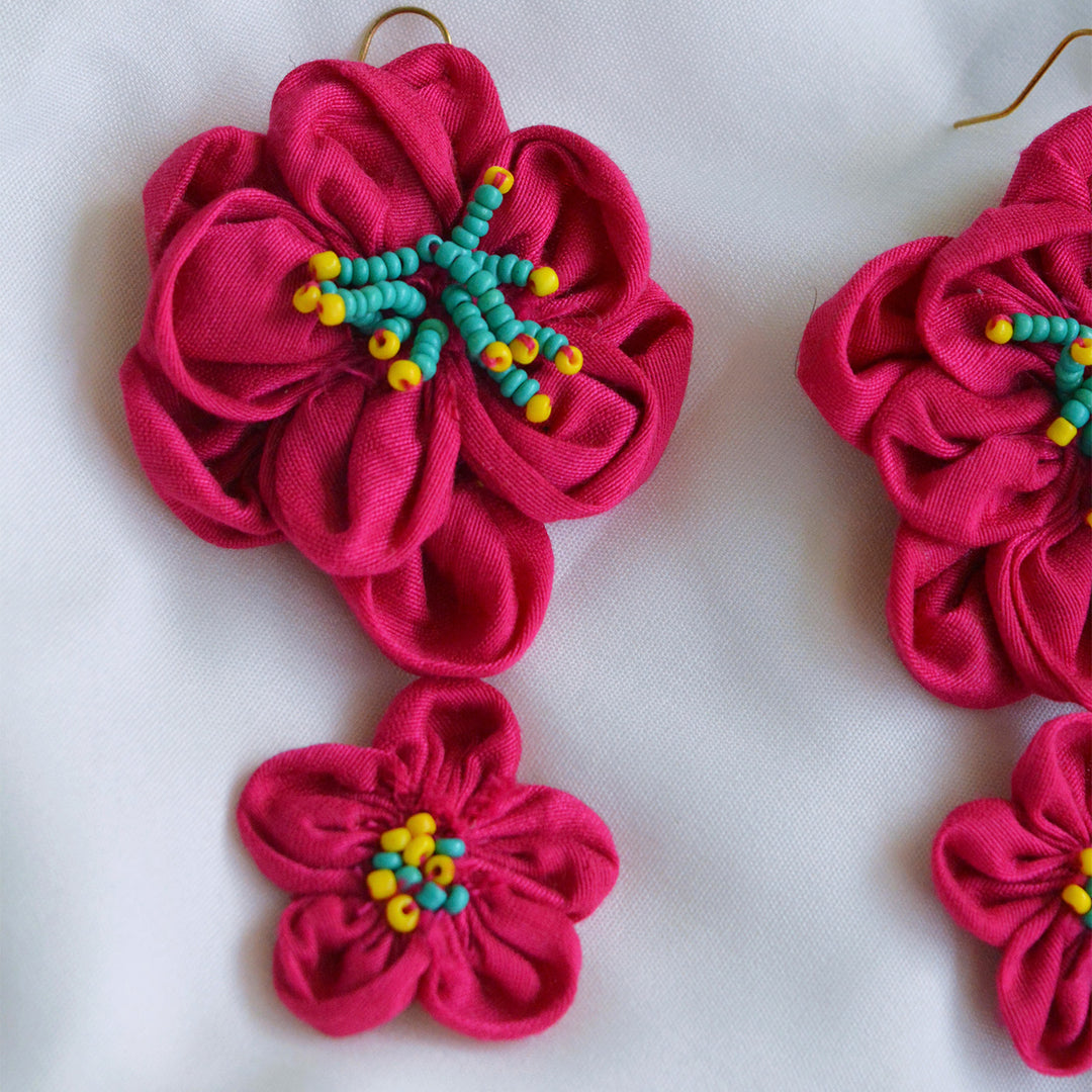 Pink Silk Cotton Hairat Earrings