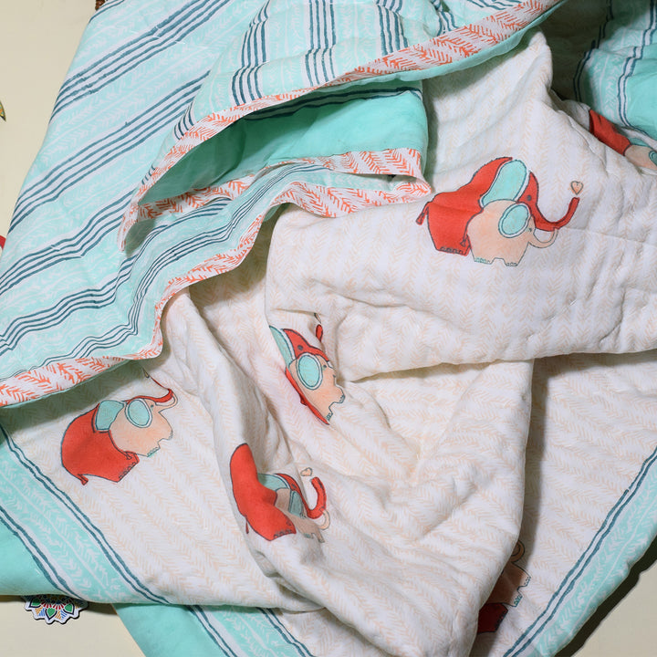 Hand Block Printed Baby Elly Quilt/Comforter