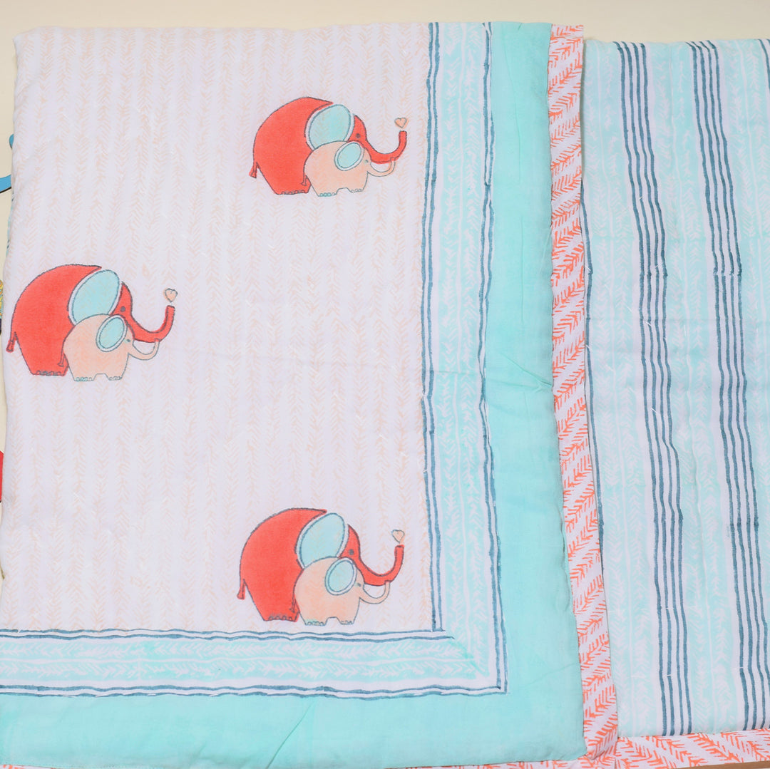 Hand Block Printed Baby Elly Quilt/Comforter