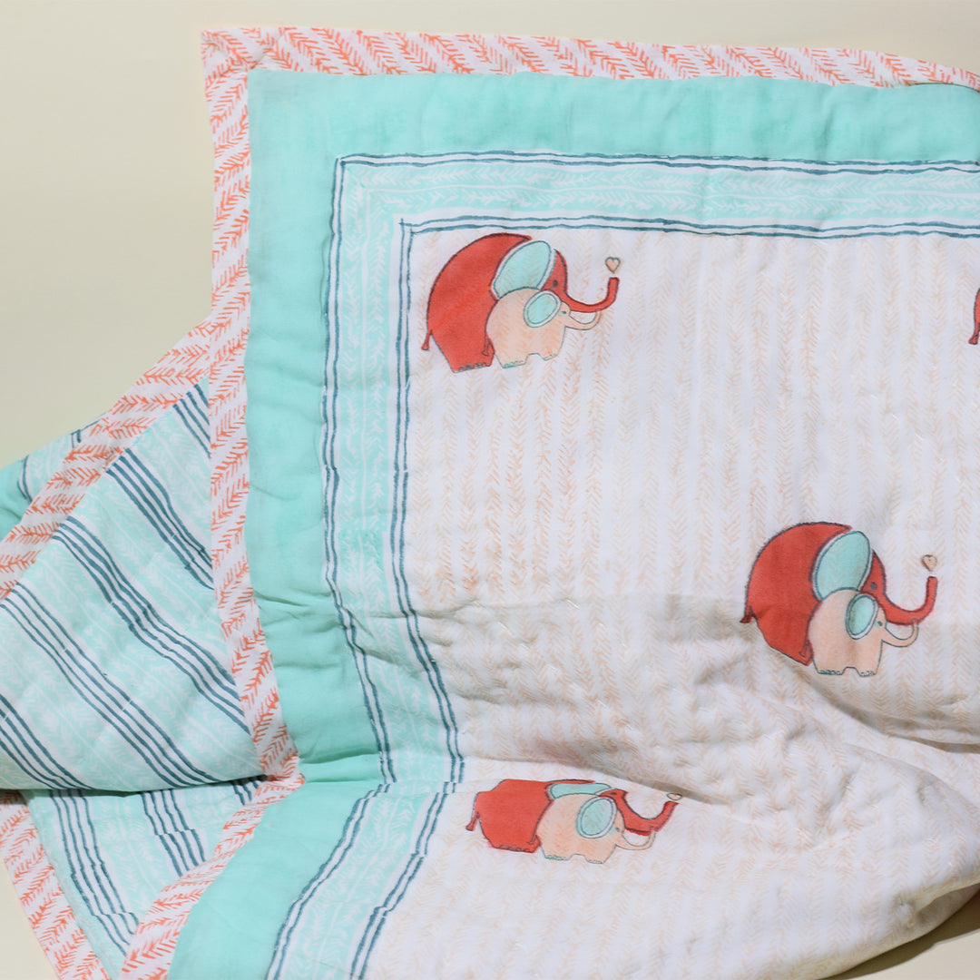 Hand Block Printed Baby Elly Quilt/Comforter