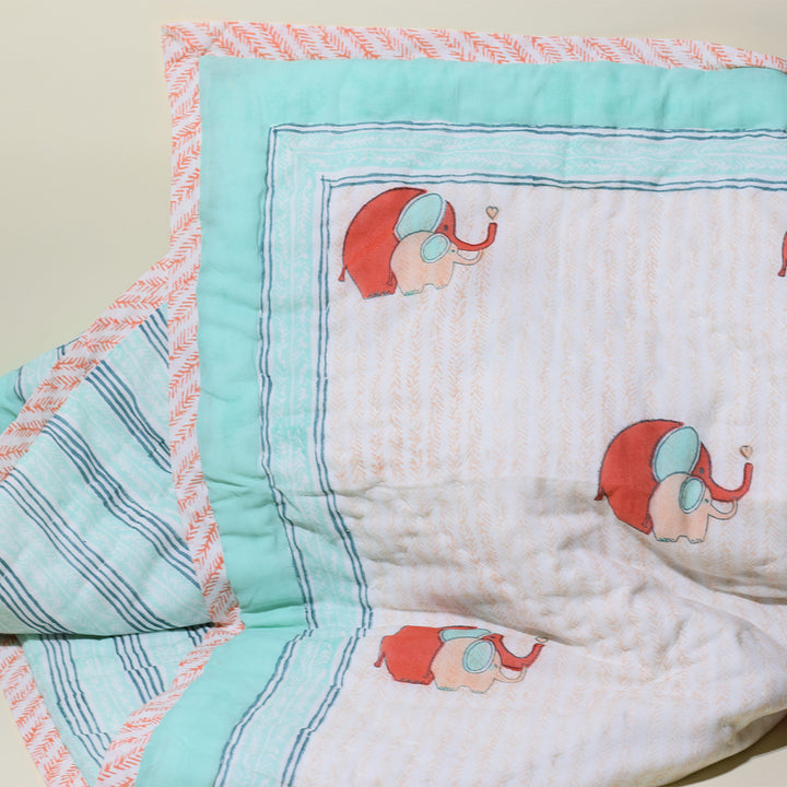 Hand Block Printed Baby Elly Quilt/Comforter