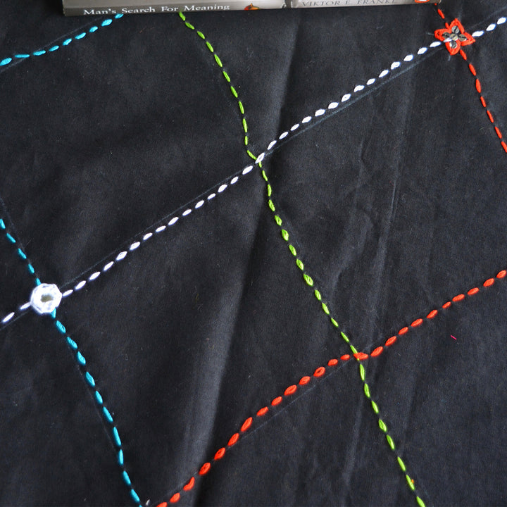 Navy Blue Cotton Leher Table Runner