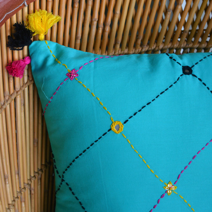 Leher Cotton Cushion Cover With Tassel