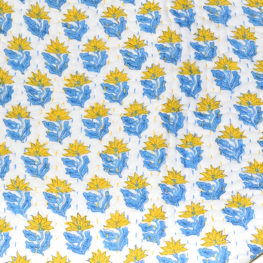 Hand Block Printed Buttercup Trail Quilt/Comforter