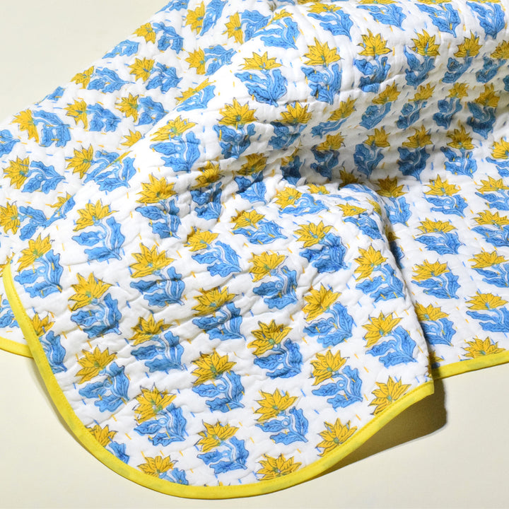 Hand Block Printed Buttercup Trail Quilt/Comforter