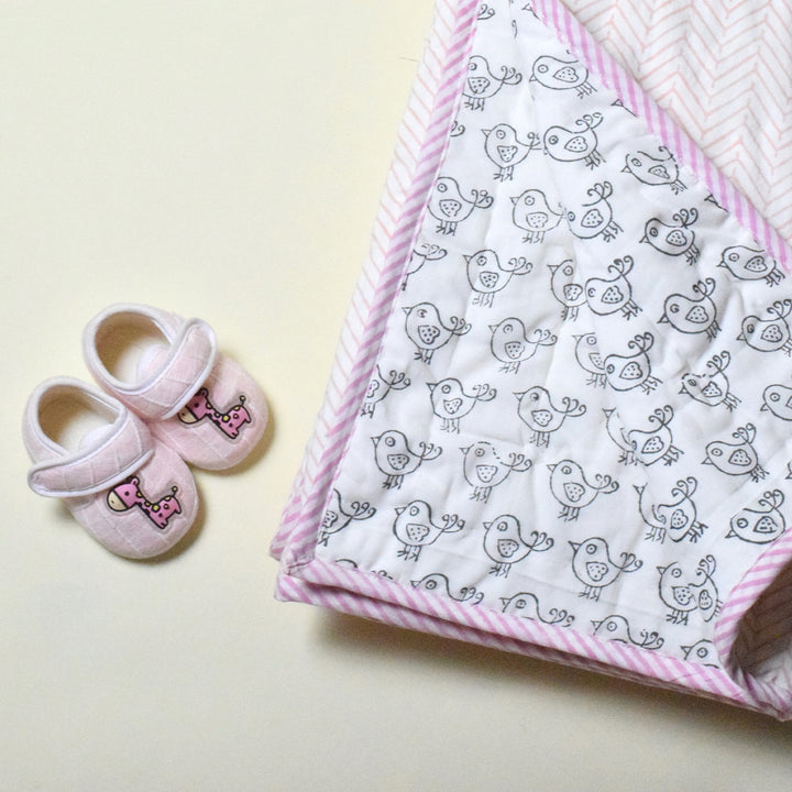 Hand Block Printed Little Birdie Quilt/Comforter