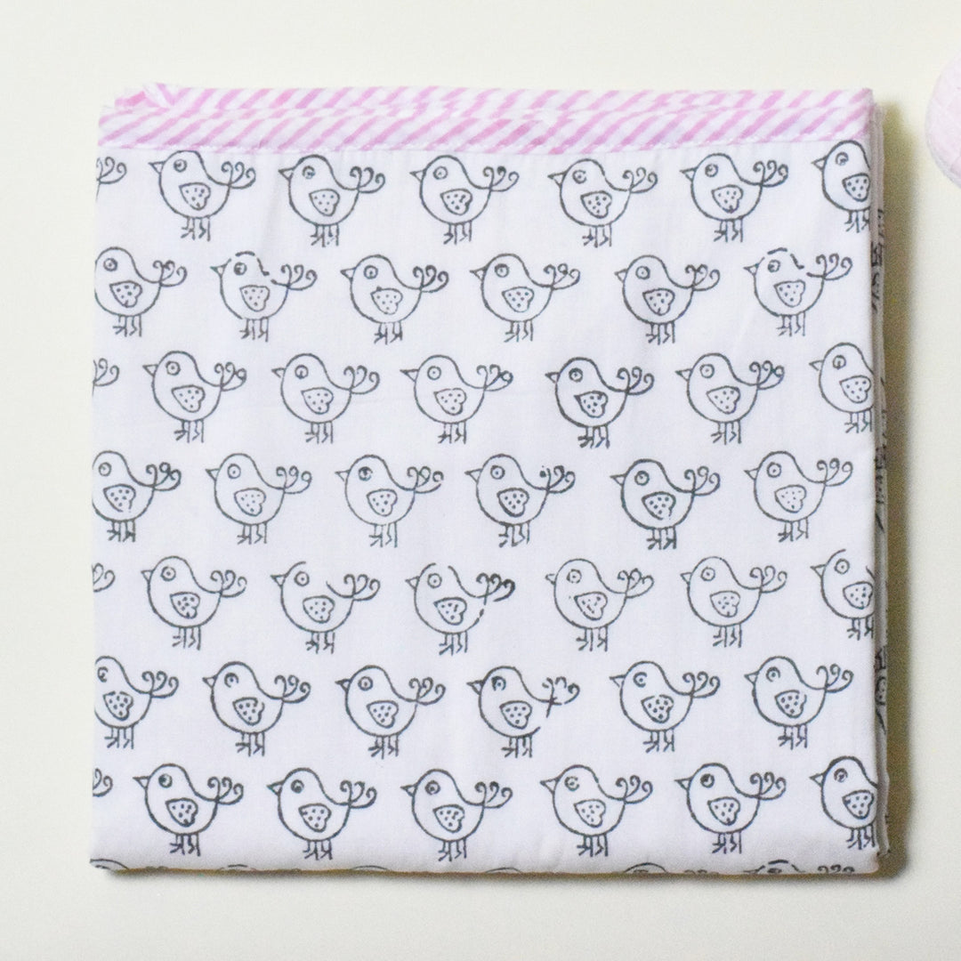 Little Birdie Block Printed Premium Cotton Baby Dohar