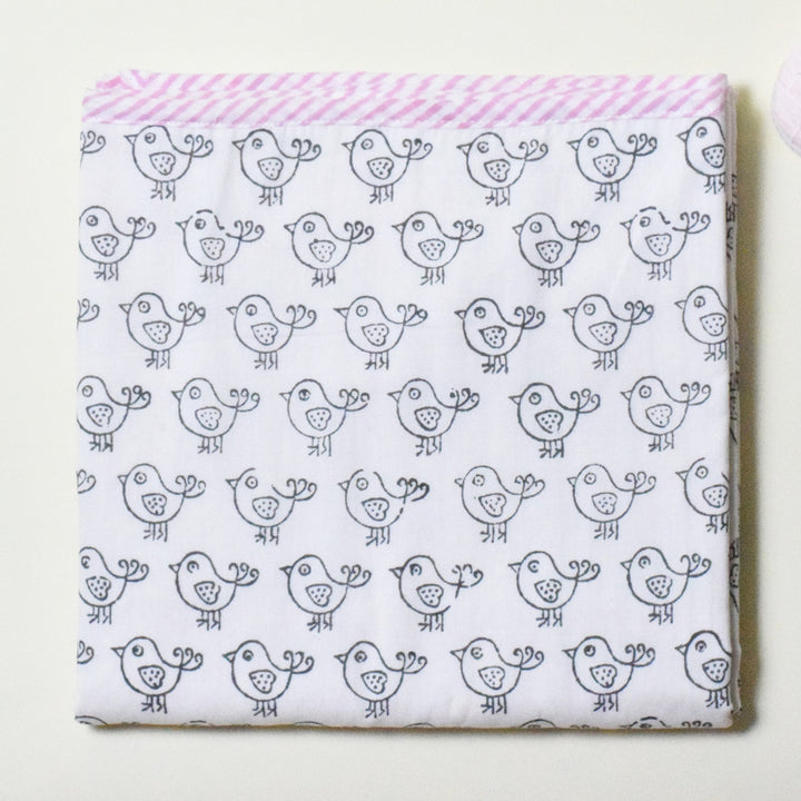 Little Birdie Block Printed Premium Cotton Baby Dohar