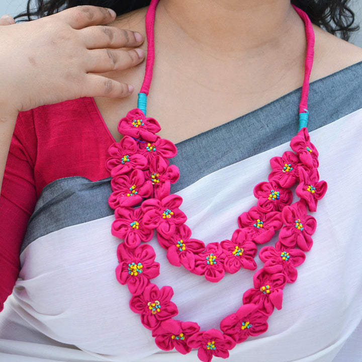 Pink Silk Cotton Hairat Neckpiece