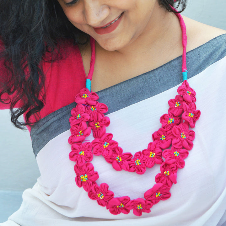 Pink Silk Cotton Hairat Neckpiece