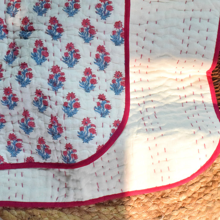 Hand Block Printed Petal Cuddle Quilt/Comforter