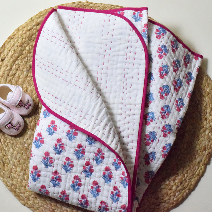 Hand Block Printed Petal Cuddle Quilt/Comforter