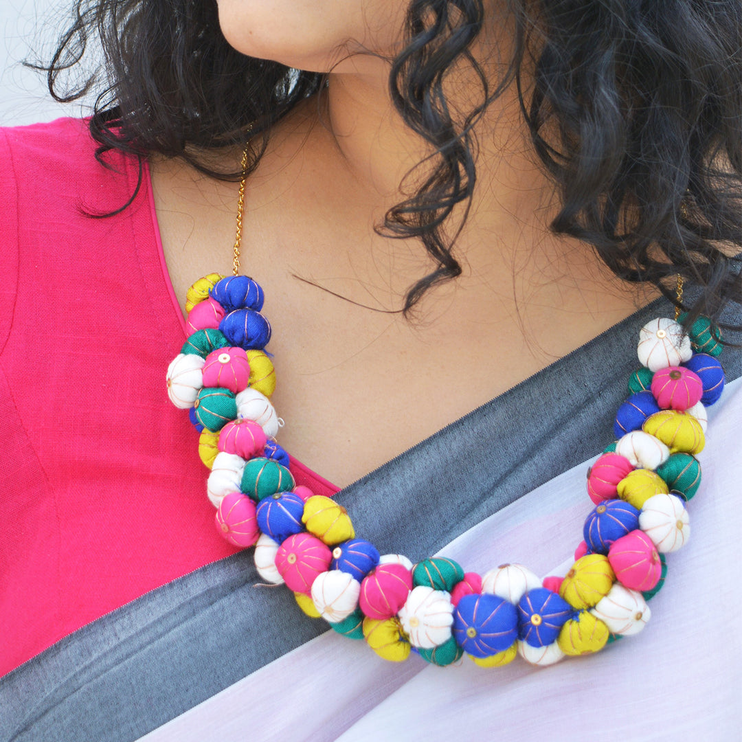 Multicolor Silk Cotton Jugni Neckpiece