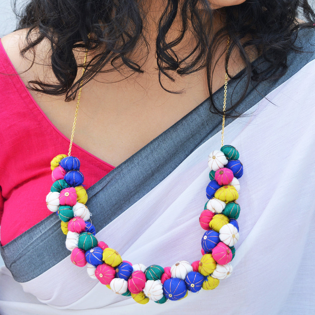 Multicolor Silk Cotton Jugni Neckpiece