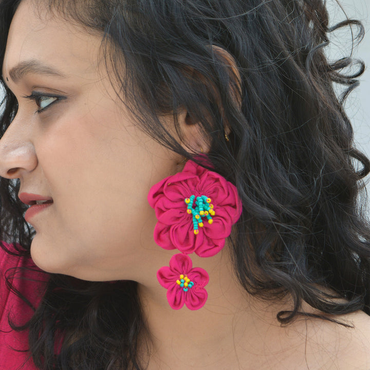 Pink Silk Cotton Hairat Earrings
