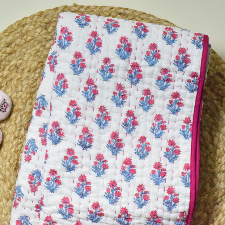 Hand Block Printed Petal Cuddle Quilt/Comforter