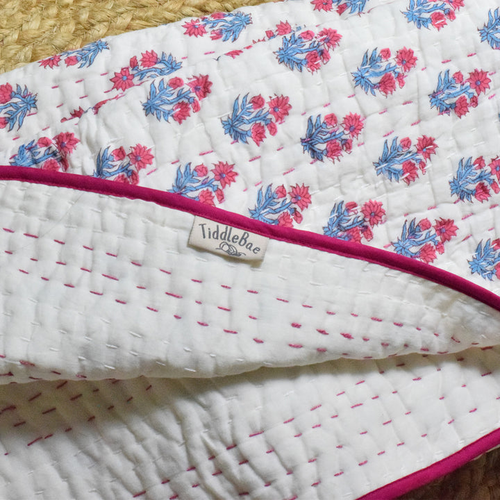 Hand Block Printed Petal Cuddle Quilt/Comforter