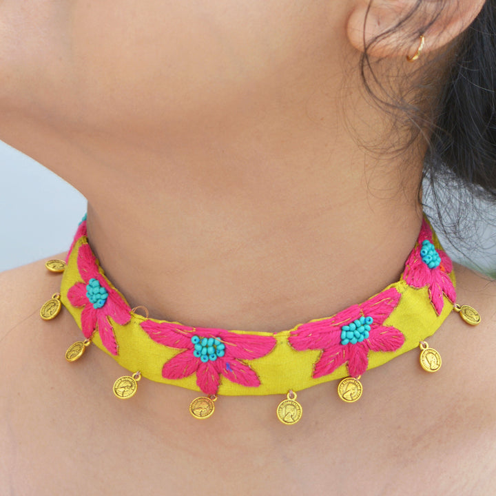 Multicolor Silk Coton Padma Choker