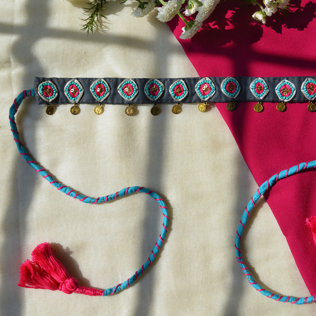 Grey Kaju Katli Silk Cotton Choker