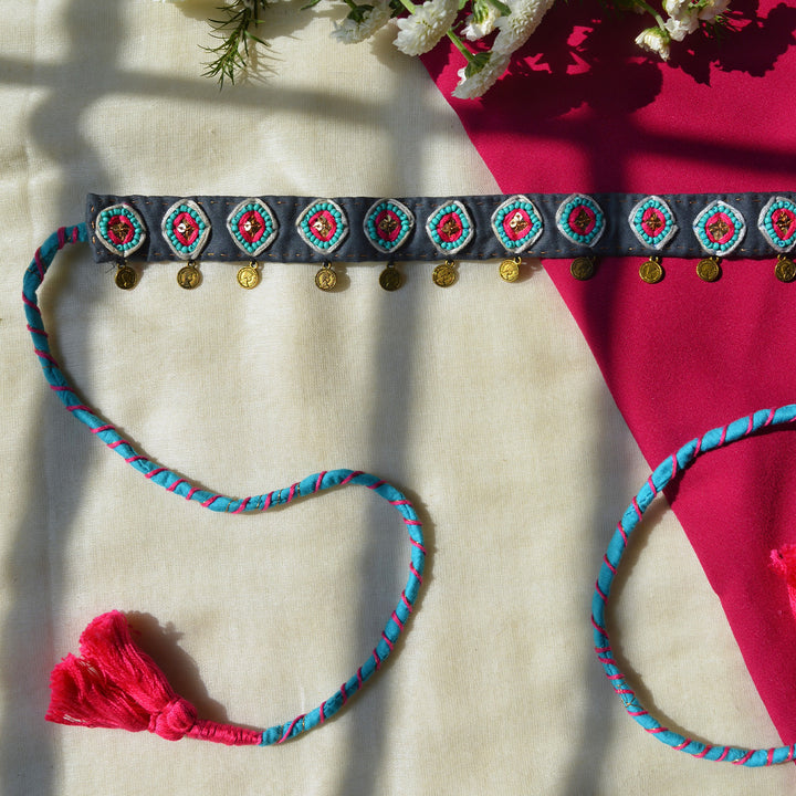 Grey Kaju Katli Silk Cotton Choker