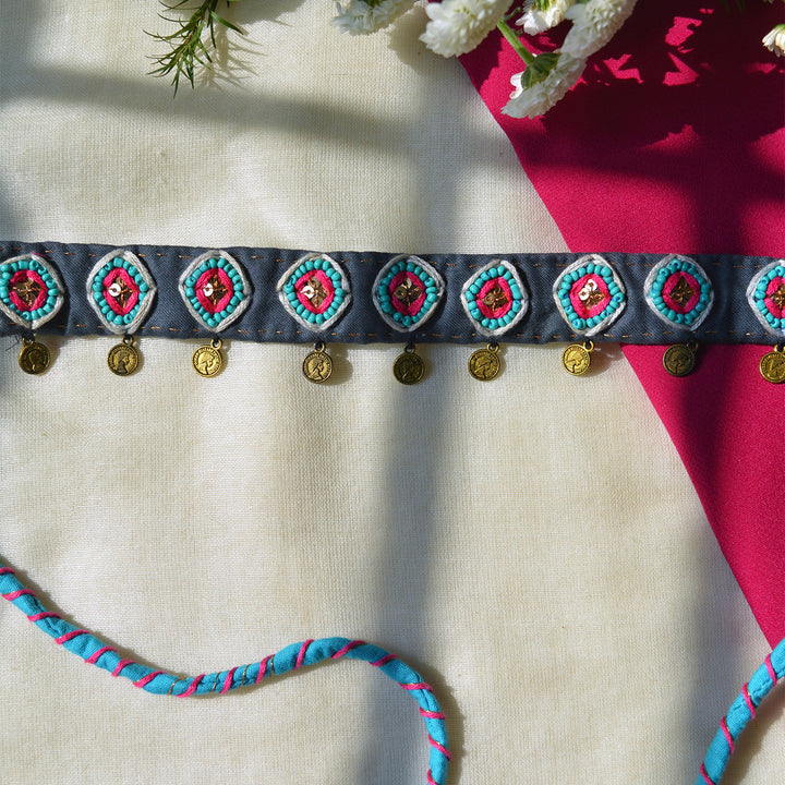 Grey Kaju Katli Silk Cotton Choker