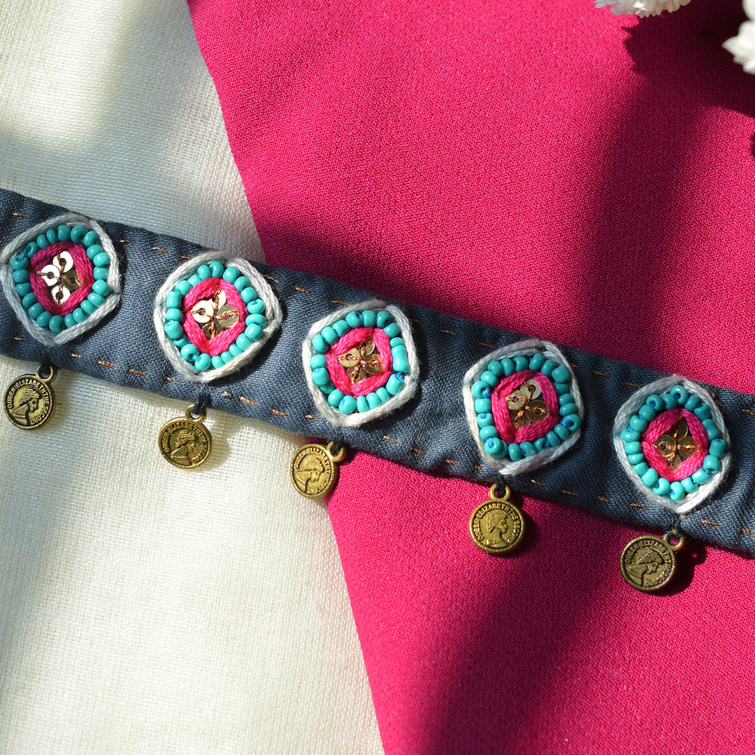 Grey Kaju Katli Silk Cotton Choker