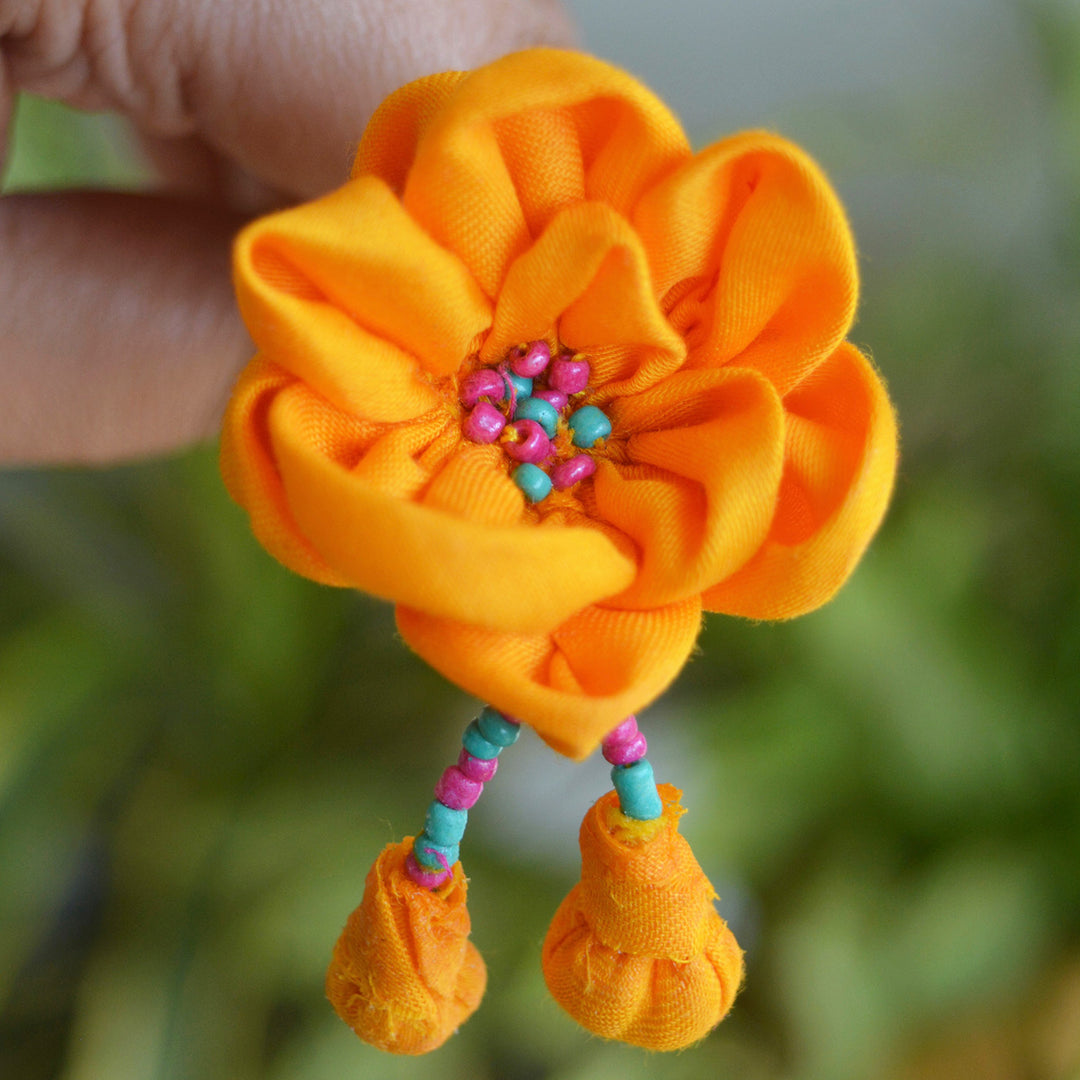 Yellow Silk Cotton Champa Hairpins