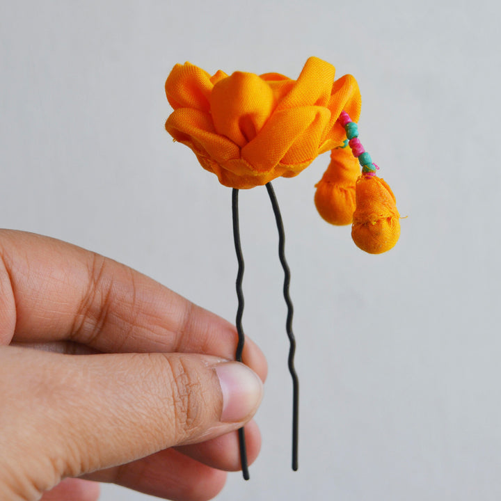 Yellow Silk Cotton Champa Hairpins