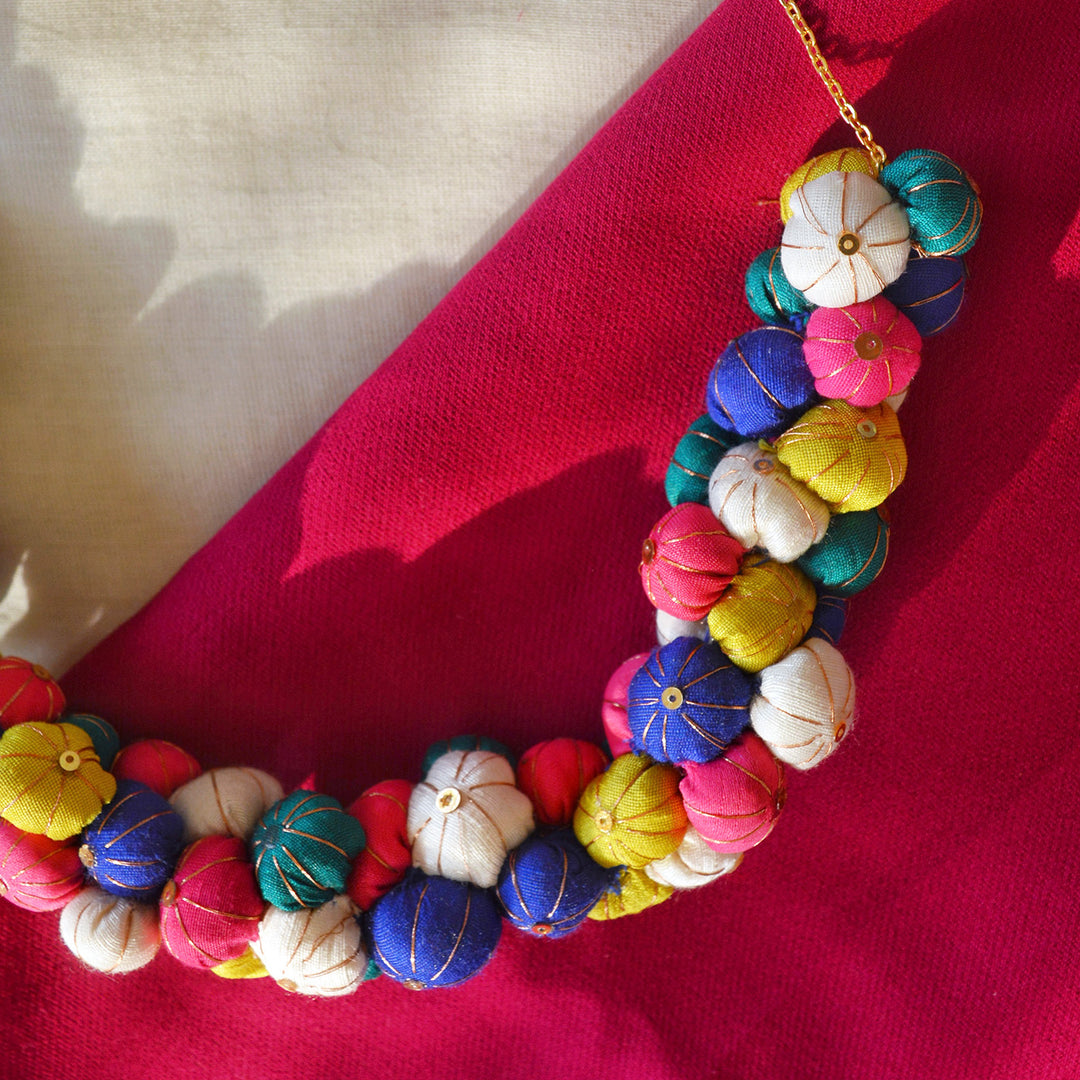 Multicolor Silk Cotton Jugni Neckpiece