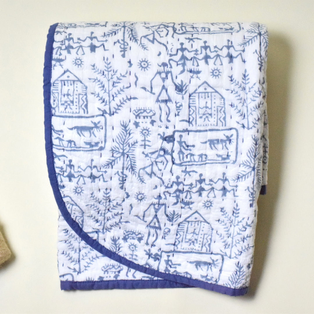 Hand Block Printed Jungle Safari Quilt/Comforter