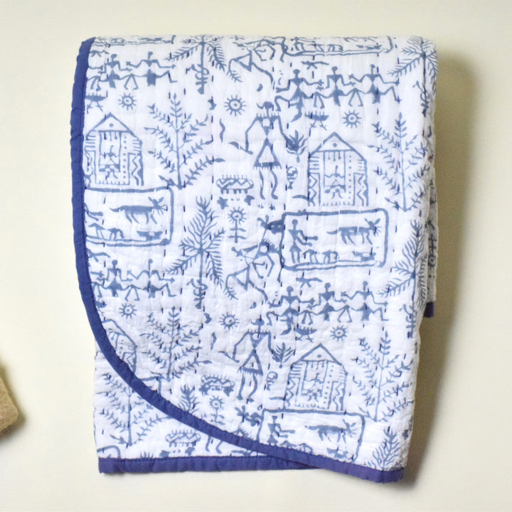 Hand Block Printed Jungle Safari Quilt/Comforter