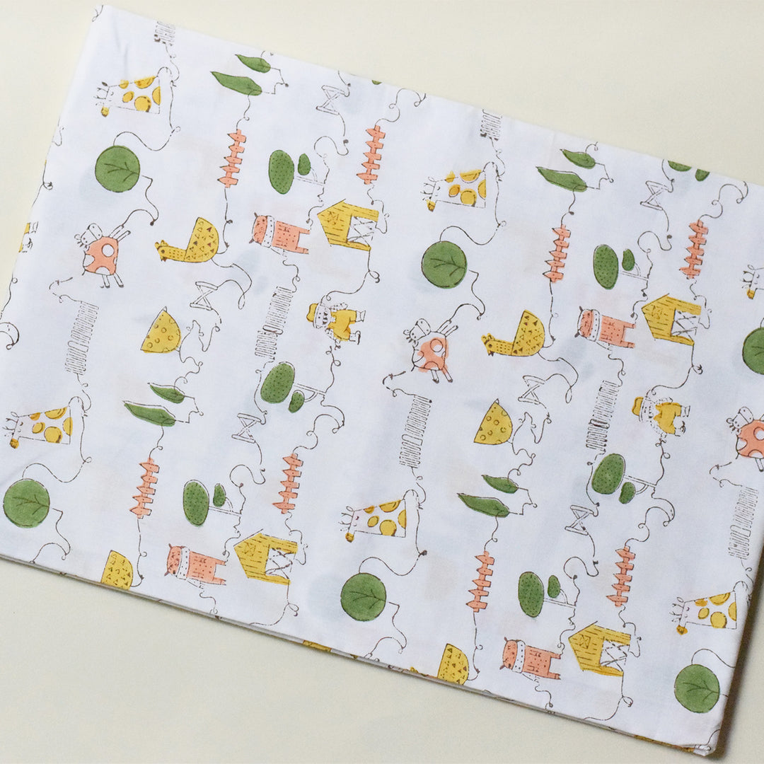 Block Printed Farm Friends Crib Sheet