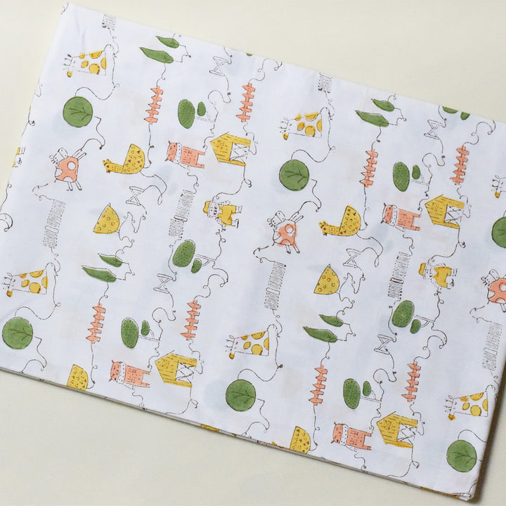 Block Printed Farm Friends Crib Sheet