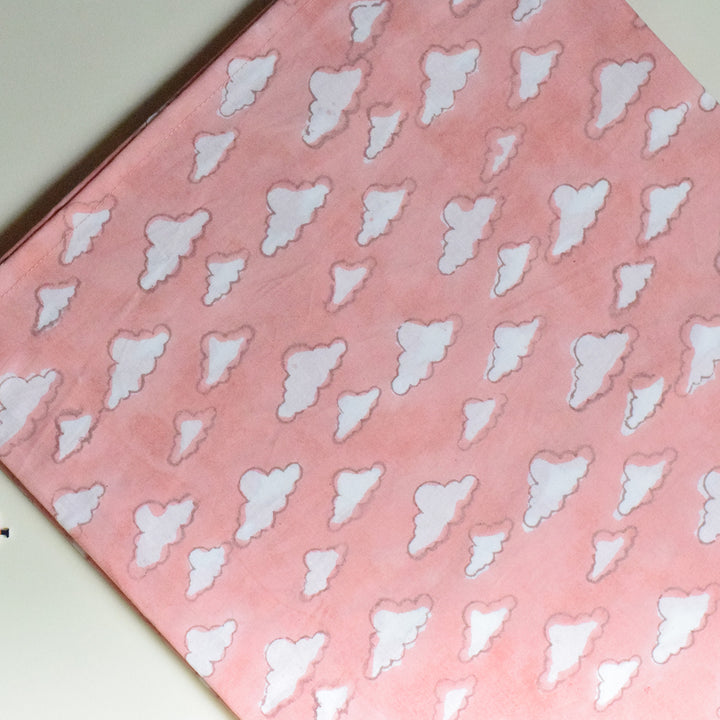 Block Printed Pink Puffy Crib Sheet