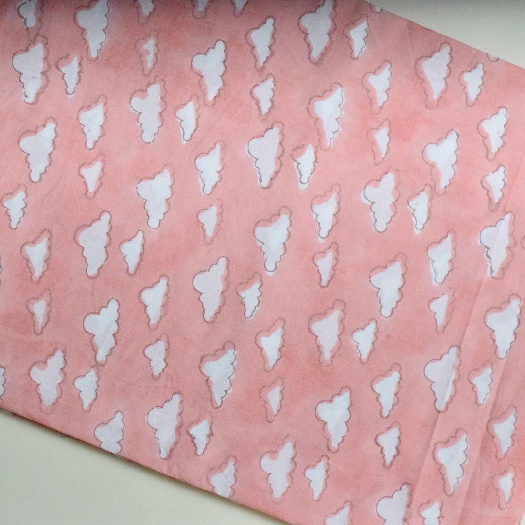 Block Printed Pink Puffy Crib Sheet