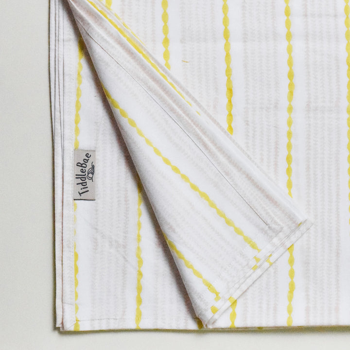 Block Printed Calming Currents Crib Sheet