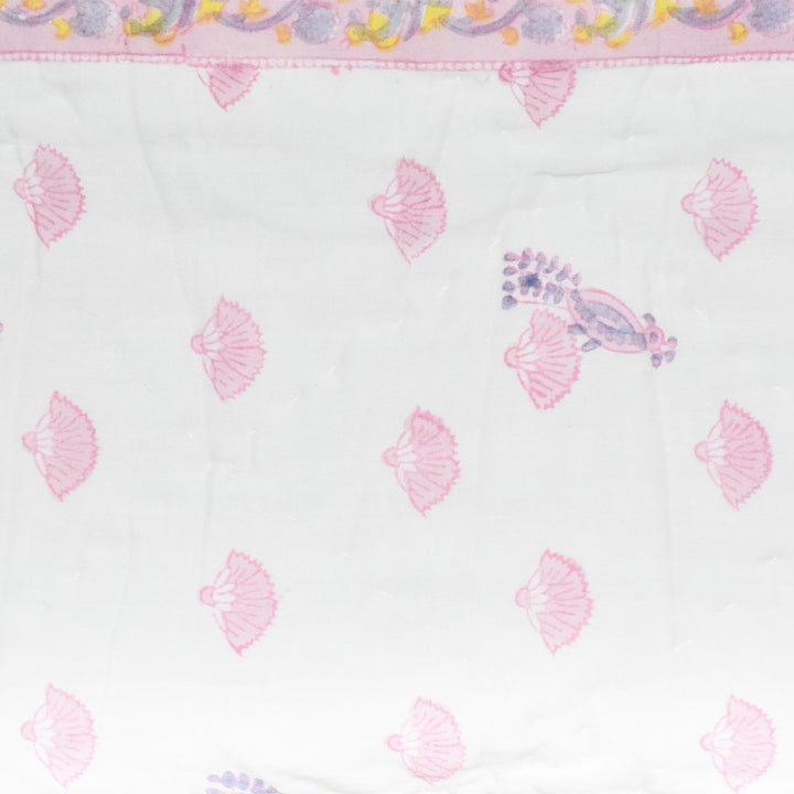 Hand Block Printed Coral Bloom Quilt/Comforter