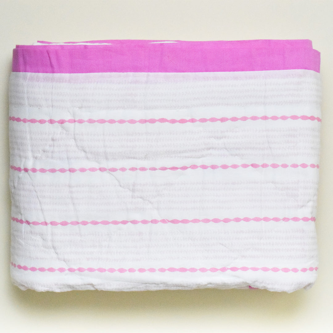 Hand Block Printed Coral Bloom Quilt/Comforter